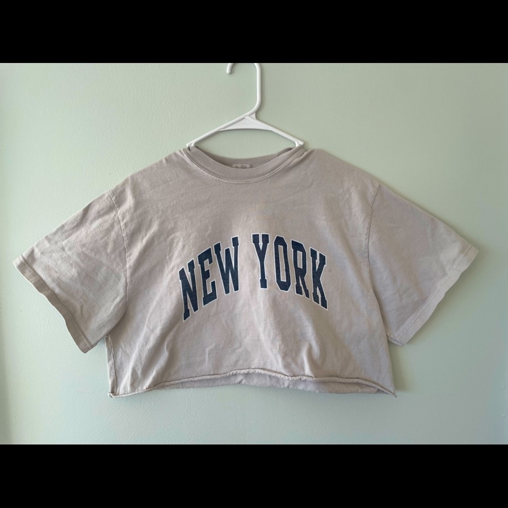 Light Grey Brandy Melville NY Cropped T-shirt